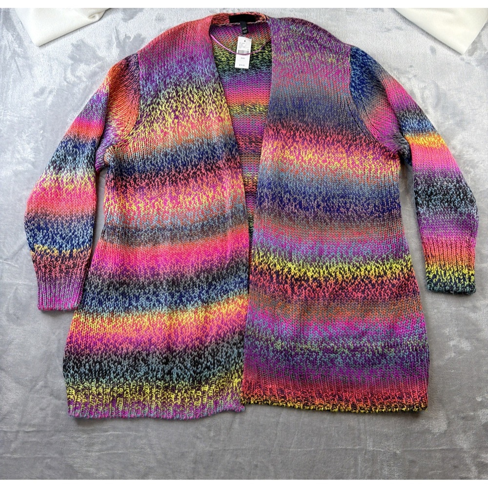 Lane Bryant 18/20 Rainbow Multicolor Open Front Cardigan Sweater NWT Plus